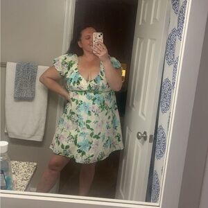Old Navy Floral V-Neck Mini Swing Dress